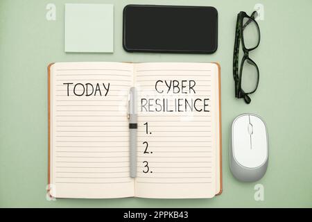 Konzeptüberschrift Cyber Resilience. Ein Wort, das zeigt, wie gut ein Unternehmen einen Cyberangriff bewältigen kann Stockfoto