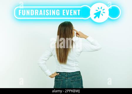Fundraising-Veranstaltung für die konzeptionelle Darstellung. Business Approach-Kampagne, deren Zweck es ist, Geld für eine Sache zu sammeln Stockfoto