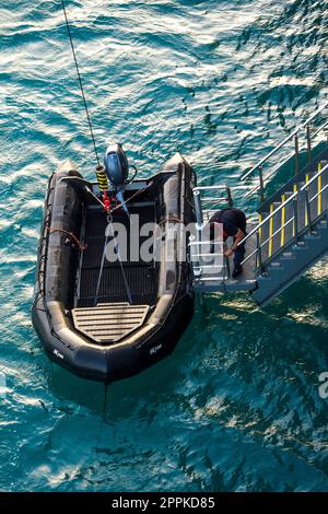 Kap Verde - Boa Vista, Sal Rei Hafen / Zodiak Bootstour Stockfoto