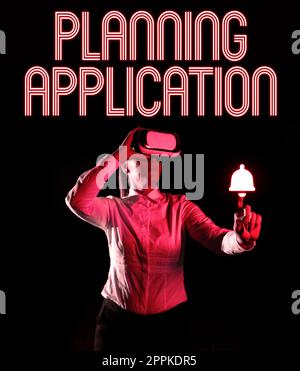 Konzepttitel der Planning-Anwendung. Konzept, das die Anforderung einer Baugenehmigung an eine örtliche Behörde bedeutet Stockfoto