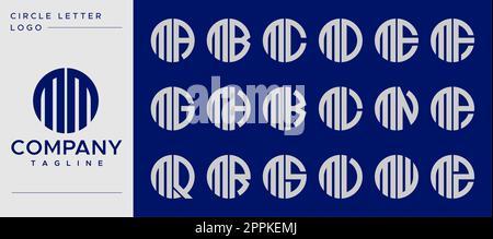 Kollektion aus einfachen kreisförmigen M-Logo-Vektoren. Vorlage für Buchstabe M. Stockfoto