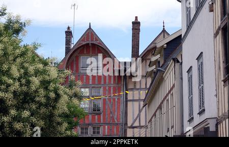 Fachwerker in Troyes Stockfoto