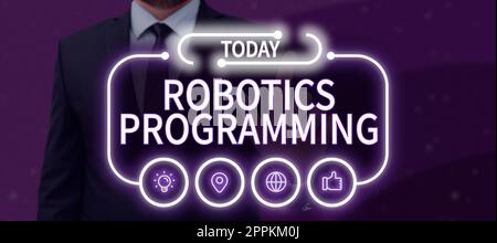Inspiration für die Programmierung der Zeichenroboter. Software für Geschäftskonzepte, die zur Ausführung autonomer Aufgaben verwendet wurde Stockfoto