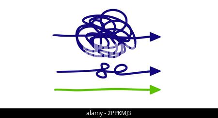 Vektordarstellung mit einfachen und komplexen Farblinien. Stock Vektor