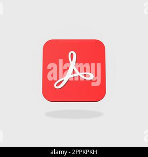 Adobe Acrobat App-Symbol auf flachem grauen Hintergrund Stockfoto