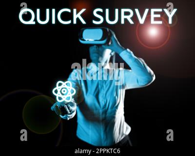 Textschild mit Quick Survey. Geschäftskonzept Schnelle Überprüfung der Zustandswertsituation von etwas Stockfoto