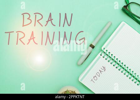 Konzeptionelle Bildunterschrift Brain Training. Unternehmerischer Ansatz mentale Aktivitäten zur Erhaltung oder Verbesserung kognitiver Fähigkeiten Stockfoto