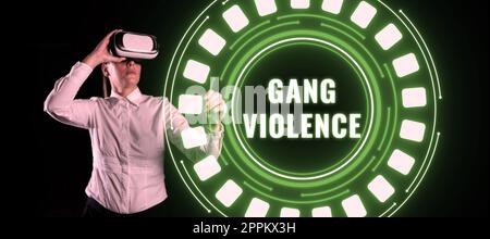 Konzeptionelle Darstellung von Bandengewalt. Begriff der Rechtsverletzung durch eine Gruppe von Kriminellen und Gangstern Stockfoto