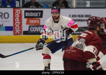 Coventry, England, 23. April 2023. Ollie Betteridge spielt für Großbritannien gegen Lettland in einem internationalen Challenge Series-Spiel in der Skydome Arena in Coventry. Kredit: Colin Edwards Stockfoto