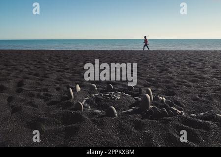 Nahbereich mit Kieselsteinen am Strand, Konzeptfoto Stockfoto