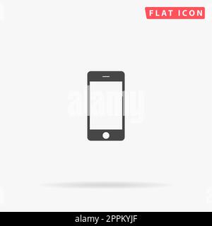 Berühren Sie Telefon. Einfaches flaches schwarzes Symbol mit Schatten auf weißem Hintergrund. Piktogramm zur Vektordarstellung Stockfoto