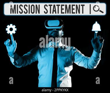 Konzeptionelle Überschrift Mission Statement. Konzeptfoto formelle Zusammenfassung der Ziele und Werte eines Unternehmens Stockfoto