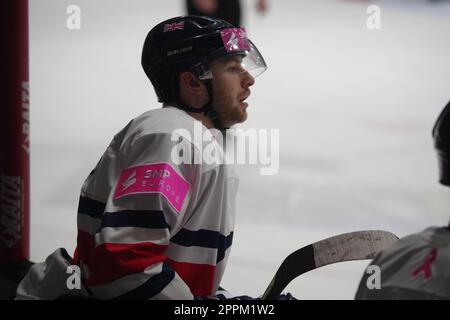 Coventry, England, 23. April 2023. Sam Ruopp spielt für Großbritannien gegen Lettland in einem internationalen Challenge Series-Spiel in der Skydome Arena in Coventry. Kredit: Colin Edwards Stockfoto