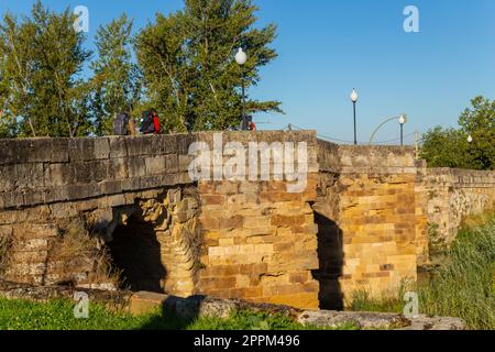 Pilger gehen am Camino de Santiago entlang Stockfoto