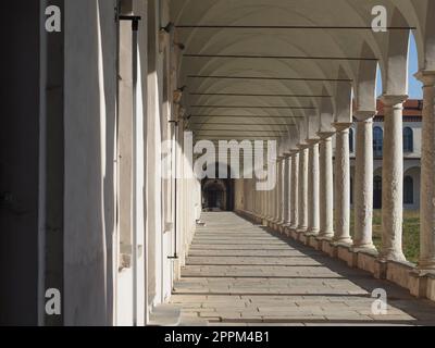 La Certosa ehemaliges Kloster und Eintrittsportal für Irrenanstalten in Collegno Stockfoto