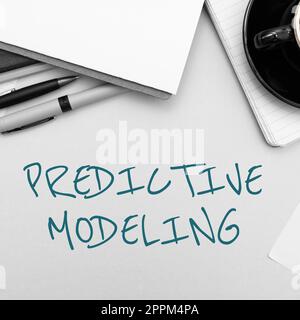 Text mit Inspiration Predictive Modeling. Instandhaltungsstrategie für Geschäftsansätzen, die durch Predictive Analytics gesteuert wird Stockfoto