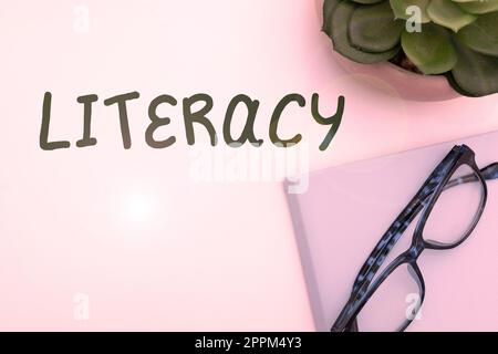 Konzeptionelle Displaykompetenz. Fähigkeit des Geschäftskonzepts, Kompetenz oder Wissen in einem bestimmten Bereich zu lesen und zu schreiben Stockfoto