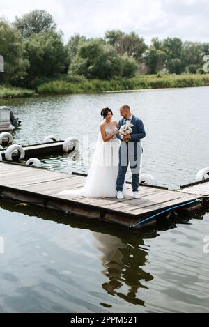 Das erste Treffen der Braut und des Bräutigams Stockfoto