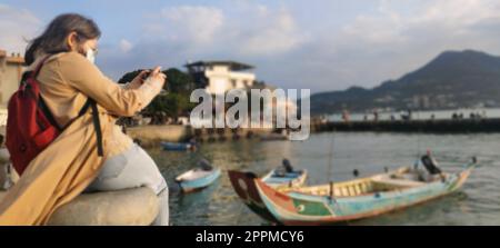 Wunderschöner Sonnenuntergang über dem Danshui River, Bali, Taiwan Stockfoto