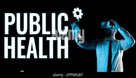 Konzeptionelle Darstellung Public Health. Business Showcase Förderung einer gesunden Lebensweise für die Gemeinde und ihre Menschen Stockfoto