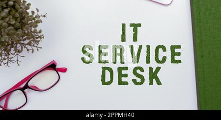 Text mit Inspiration IT Service Desk. Business Concept Technological Support Online-Hilfe-Center Stockfoto
