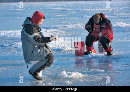 Eisfischen Stockfoto