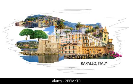 Reisen Blick auf die Stadt Rapallo in Italien Stockfoto