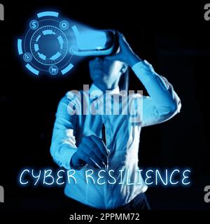 Schild mit Cyber Resilience (Cyber-Widerstandsfähigkeit). Business zeigt, wie gut ein Unternehmen einen Cyberangriff managen kann Stockfoto