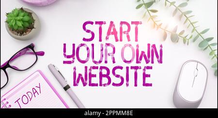 Text, der Inspiration zeigt Starting Your Own Website. Unternehmensübersicht dient als Erweiterung einer Visitenkarte eine persönliche Website Stockfoto