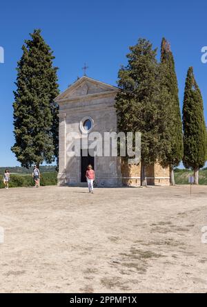 Capella di Vitaleta auf dem Land zwischen San Quirico und Pienza. Toskana. Italien Stockfoto