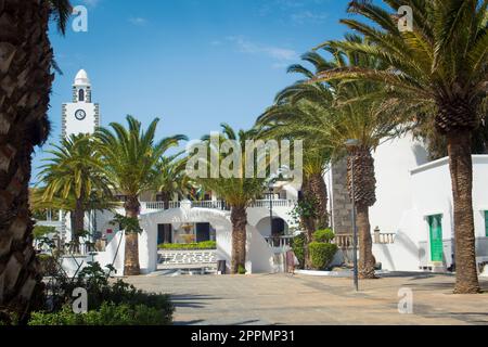 Blick auf Plaza Leon y Castillo auf San Bartolome auf der Kanarischen Insel Lanzarote, Spanien. Stockfoto