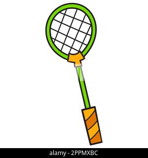 Badminton-Sportausrüstung, Schläger, Doodle Kawaii. Bild des doodle-Symbols Stock Vektor