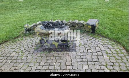 Besuch der Stadt Urk in einem Wohnmobil. Stockfoto