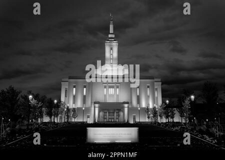 Pocatello Idaho LDS Temple Building Mormon Church of Jesus Christ sakrales religiöses Gebäude Stockfoto