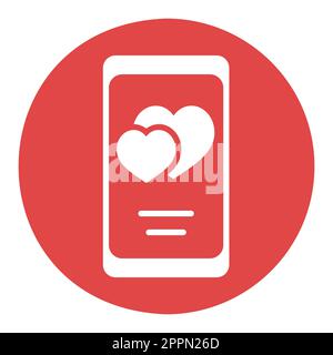 Smartphone mit zwei Herzen auf dem Bildschirm-Symbol Stock Vektor