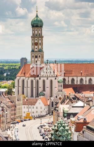 AUGSBURG, Deutschland - Mai 20: Blick über die Stadt Augsburg, Deutschland am 20. Mai 2017. Augsburg ist eine der ältesten Städte Deutschlands. Foto entnommen Stockfoto