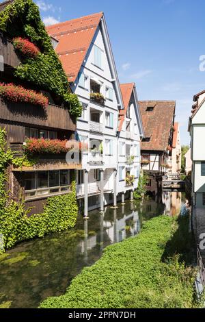 ULM, DEUTSCHLAND - 13. AUGUST: Das historische Fischerviertel in Ulm am 13. August 2016. Ulm hat den höchsten Kirchturm der Stockfoto