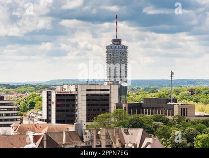 AUGSBURG, Deutschland - Mai 20: Blick über die Stadt Augsburg, Deutschland am 20. Mai 2017. Augsburg ist eine der ältesten Städte Deutschlands. Foto entnommen Stockfoto