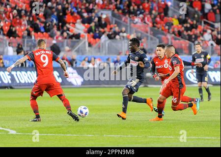 Toronto, Kanada. 4. Mai 2018 – 2018. MLS-Spiel in der regulären Saison zwischen Toronto FC (Kanada) und Philadelphia Union (USA) im BMO Field (Ergebnis 3:0) Stockfoto