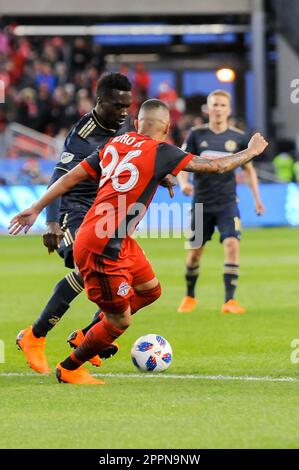 Toronto, Kanada. 4. Mai 2018 – 2018. MLS-Spiel in der regulären Saison zwischen Toronto FC (Kanada) und Philadelphia Union (USA) im BMO Field (Ergebnis 3:0) Stockfoto