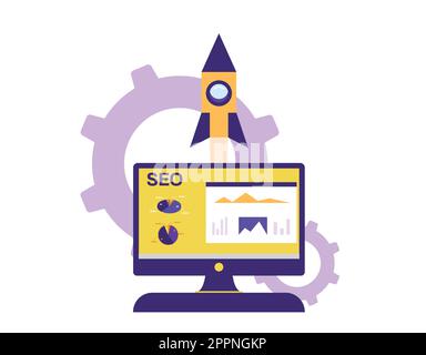 Modernes flaches Design des seo-Suchmaschinenvektors Stock Vektor