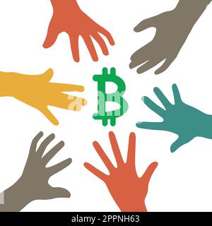 Wie man von Bitcoin-Kryptowährung profitiert, macht es unmöglich, Geld für sich selbst zu verdienen. Stock Vektor