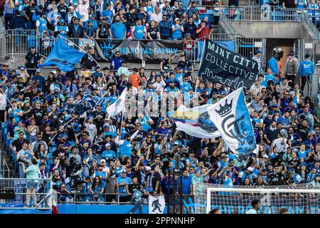 Charlotte, North Carolina, USA. 22. April 2023. Der Charlotte FC ist Gastgeber der Columbus Crew im Bank of America Stadium in Charlotte, North Carolina, USA. Charlotte FC gewinnt das Spiel, 1:0. (Kreditbild: © Walter G. Arce Sr./ZUMA Press Wire) NUR REDAKTIONELLE VERWENDUNG! Nicht für den kommerziellen GEBRAUCH! Stockfoto
