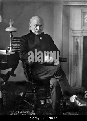 John Quincy Adams (1767-1848), Porträt von Philip Haas, 1843. Dieser Daguerrotyp ist das früheste bekannte Foto eines amerikanischen Präsidenten. Stockfoto