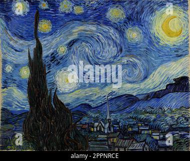 Van Gogh malt die Sternennacht Stockfoto