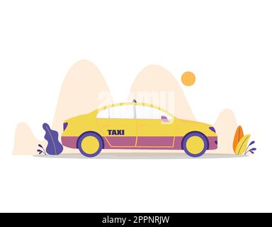 Flaches, flaches Design für Taxifahrten Stock Vektor