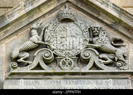 Earl of Moray Wappen auf der Doniborstle Chapel eine Leichenhalle in Dalgety Bay, Fife Stockfoto