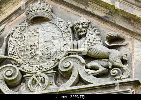 Earl of Moray Wappen auf der Doniborstle Chapel eine Leichenhalle in Dalgety Bay, Fife Stockfoto