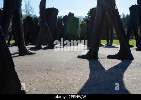 Skulpturenkomplex Nierozpoznani. Die unbekannte Kunstinstallation von Magda Abakanowicz in Citadel Park, Poznan, Polen Stockfoto