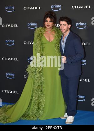 Italien, Rom, 21. April 2023. Roter Teppich der Prime Video-Serie „Zitadelle“. Abbildung: Priyanka Chopra und Ehemann Nick Jonas Photo © Fabio Mazzarella/Si Stockfoto